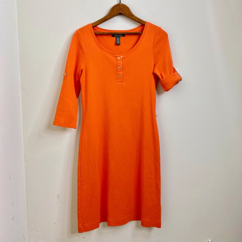 Lauren Ralph Lauren Orange Henley Casual Dress